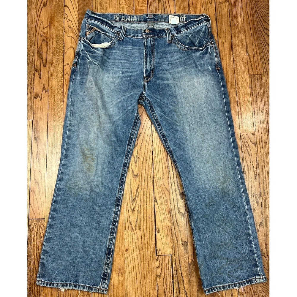 Ariat M4 Low Rise Boot Cut Jeans Medium Wash Embroidered Men's Size‎ 40x30